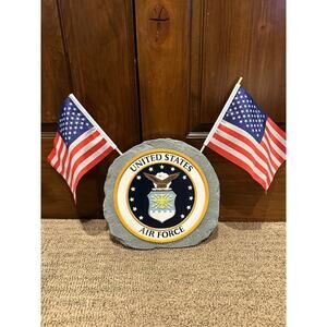 United States Airforce Sign with Flags, Military Garden Stone New!